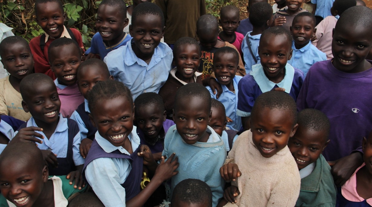 Smiling children in Kenya.