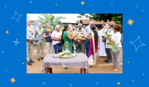 A welcoming ceremony during Rob's pilgrimage to Sri Lanka in November 2019.