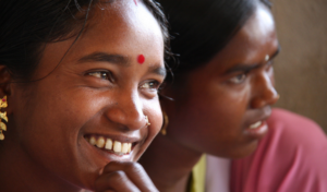 Women participating in community level focus group in India.