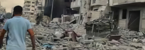 A destroyed residential neighborhood where an Al Ahli staff member lives. The staff member and their family are now homeless. Photo Credit: The Rev. Canon Don Binder, St. George's Cathedral, Jerusalem