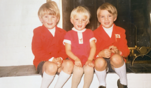 Rob (left) and his siblings celebrating Christmas, 1969.