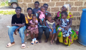 Parents Samuel and Angelina with seven of their children.