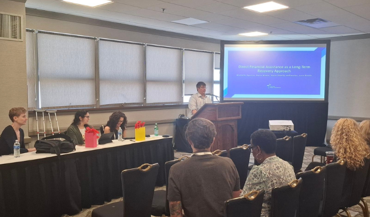 Karla duPlantier and Michelle Aguirre from EDOLA, along with Katie Mears and Lura Steele from Episcopal Relief & Development present at the National VOAD Conference, May 2024.