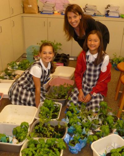 students with plants