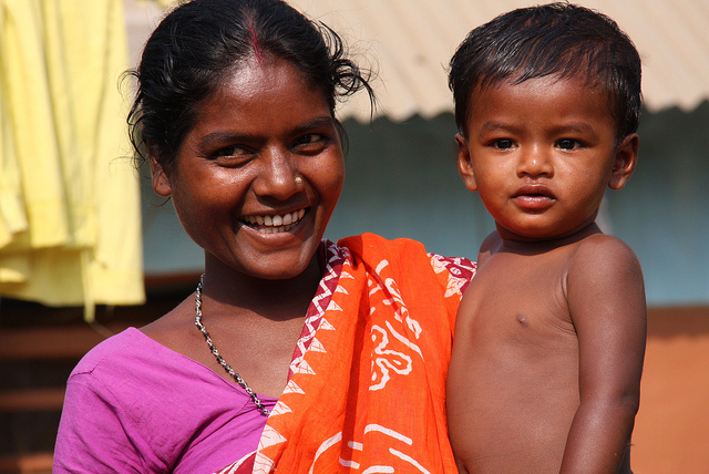 Indian woman with young child.