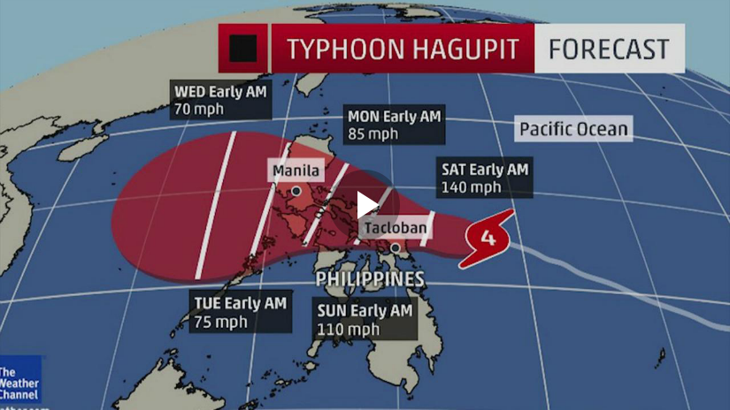 Weather Channel map of Typhoon Hagupit/Ruby